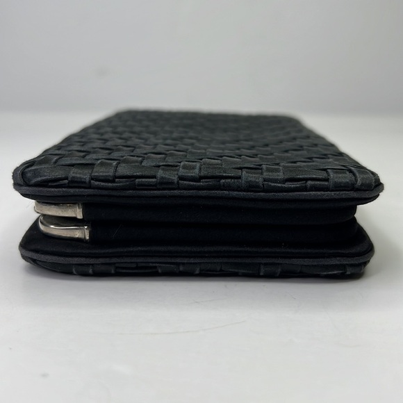 JUDITH LEIBER Vintage Black Silk Woven Clutch Shoulder Bag Evening Handbag - Picture 6 of 12